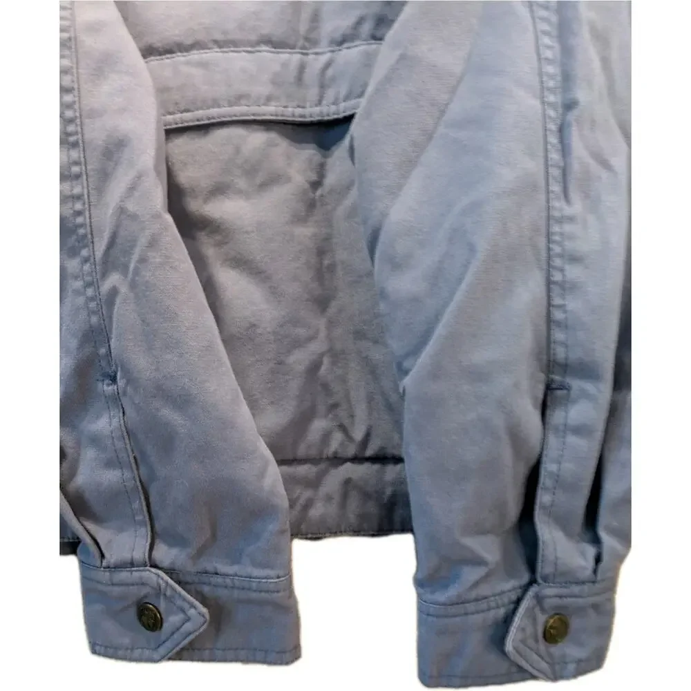 Eddie Bauer Vintage Chore Coat, Barn Jacket Leather Collar Utility Workwear - Picture 12 of 14